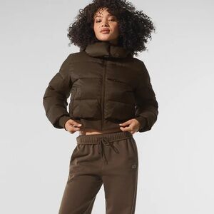 Alo brown puffer jacket - size xs - like new